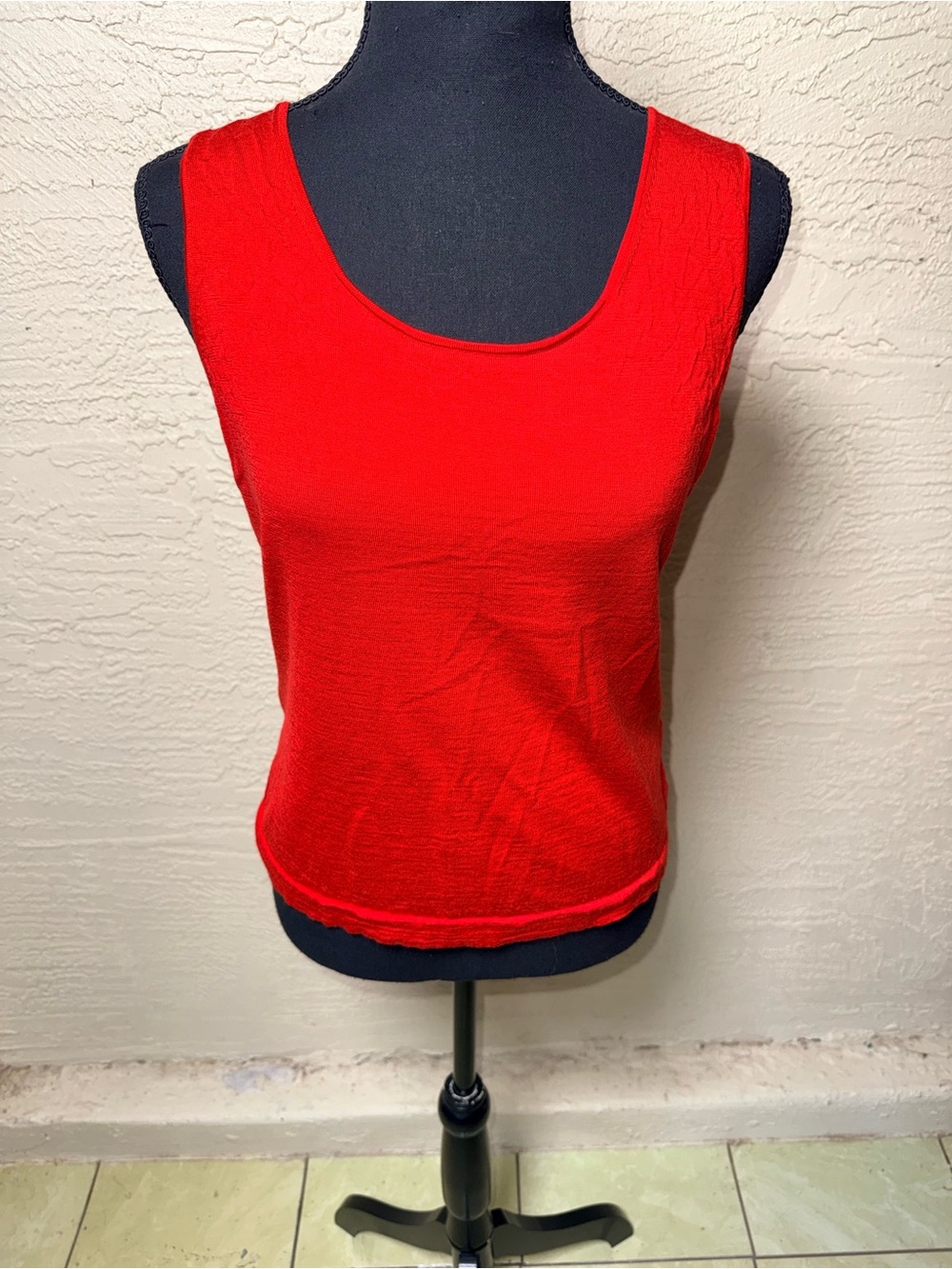 Lafayette 148 Red 100% Super 120s Wool Tank Top L Quiet Luxury Minimalist